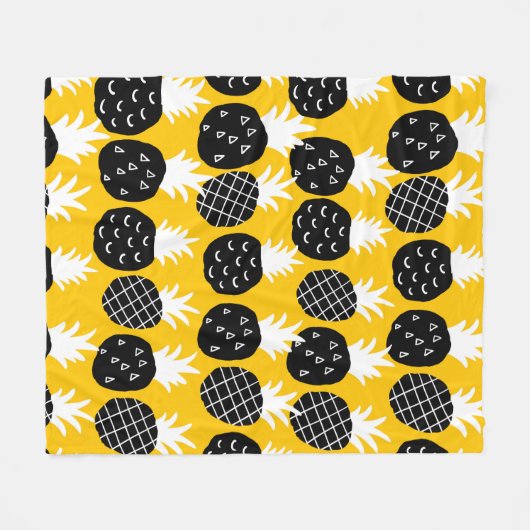 Zwarte anananas fleece deken (Voorkant (Horizontaal))