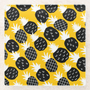 Zwarte anananas glazen onderzetter