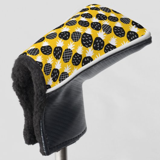 Zwarte anananas golfheadcover (3/4 voorkant)