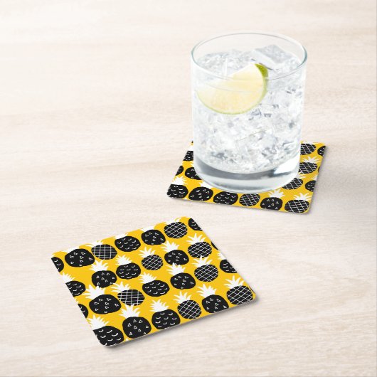 Zwarte anananas kartonnen onderzetters (Insitu)