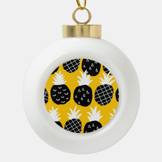 Zwarte anananas keramische bal ornament (Voorkant)
