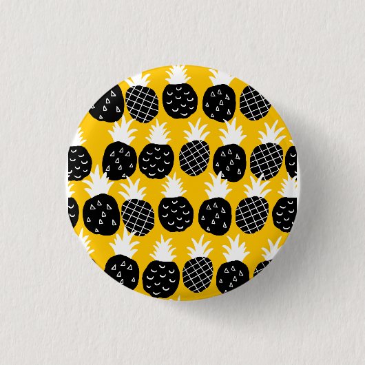 Zwarte anananas ronde button 3,2 cm (Voorkant)