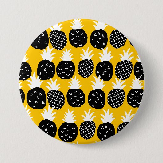 Zwarte anananas ronde button 7,6 cm (Voorkant)