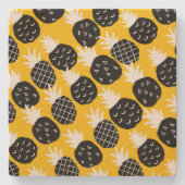 Zwarte anananas stenen onderzetter (Voorkant)