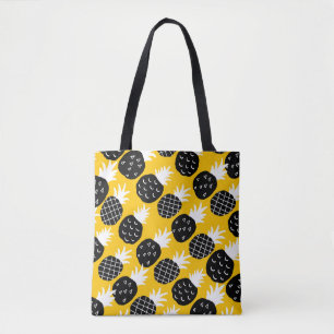 Zwarte anananas tote bag