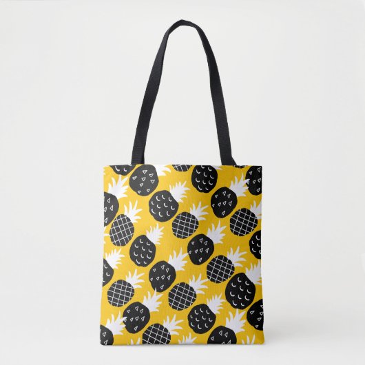 Zwarte anananas tote bag (Voorkant)
