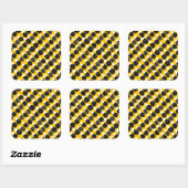 Zwarte anananas vierkante sticker (Vel)