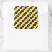 Zwarte anananas vierkante sticker (Tas)