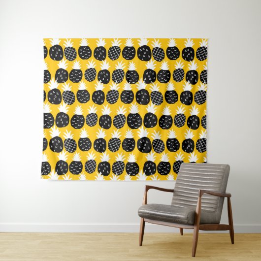 Zwarte anananas wandkleed (In Situ (horizontaal))