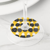 Zwarte anananas wijnglaslabel (Dichtbij)