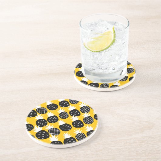 Zwarte anananas zandsteen onderzetter (Zijkant)