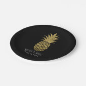 Zwarte anananasappel moderne grafische partij papieren bordje (Gekanteld)