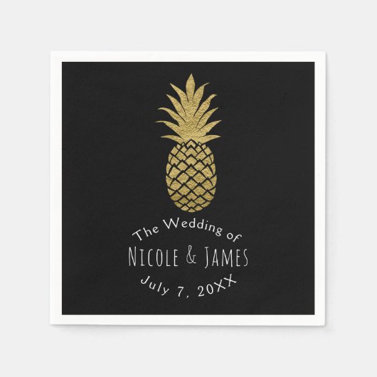 Zwarte anananasappel moderne grafische partij servetten (Voorkant)