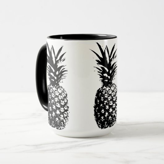 Zwarte anananasappelmok mok (Voorkant links)