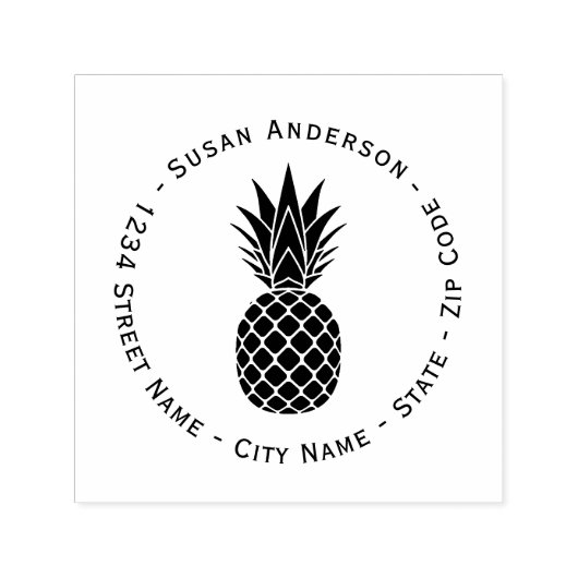 Zwarte ananas retouradres Zelfinkkend stempel (Design)