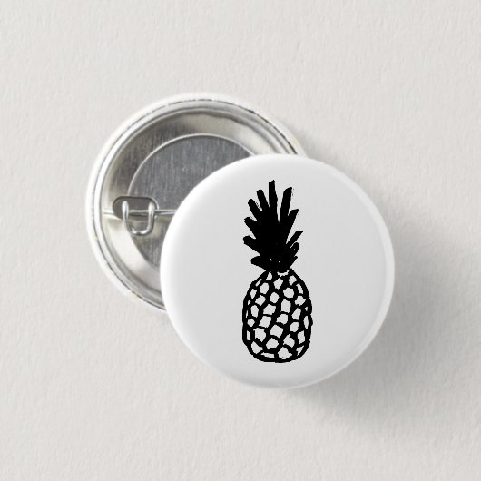 Zwarte ananas ronde button 3,2 cm (Voorkant /achterkant)
