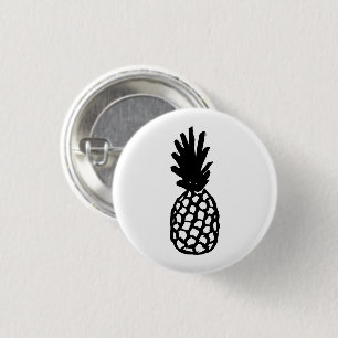 Zwarte ananas ronde button 3,2 cm