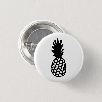 Zwarte ananas ronde button 3,2 cm