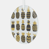 Zwarte ananas: unieke getextureerde set glas ornament (Voorkant links)