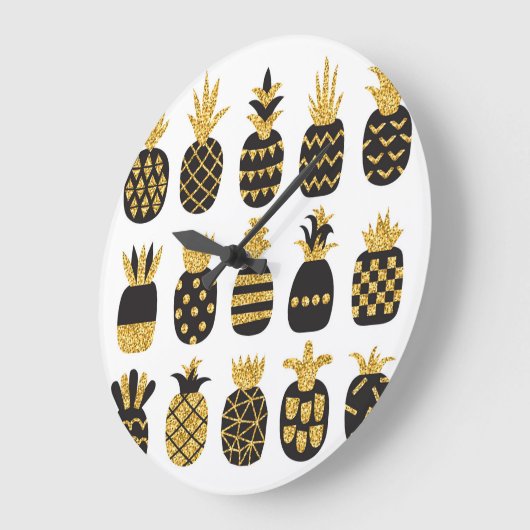 Zwarte ananas: unieke getextureerde set grote klok (Hoek)