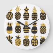 Zwarte ananas: unieke getextureerde set grote klok (Voorkant)