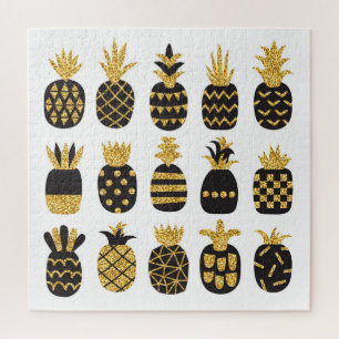 Zwarte ananas: unieke getextureerde set legpuzzel