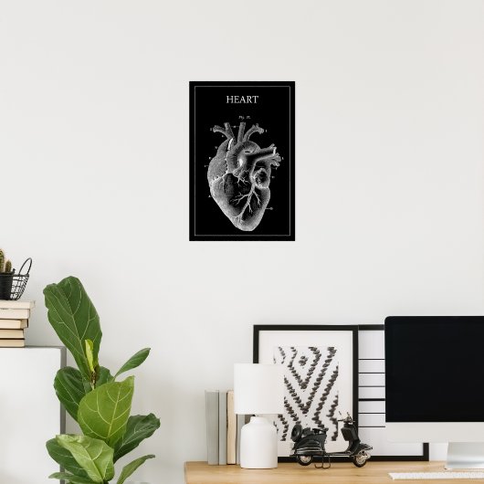 ZWARTE  ANATOMISCHE HART POSTER (Thuiskantoor)