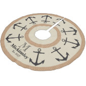 Zwarte Anchors en bruine Rope Nautical Familienaam Kerstboom Rok (Gekanteld)