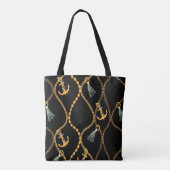 Zwarte anchors en kettingen tote bag (Achterkant)