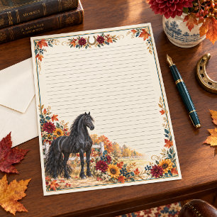 Zwarte Andalusische Herfst Ranch Gelinieerd Briefp