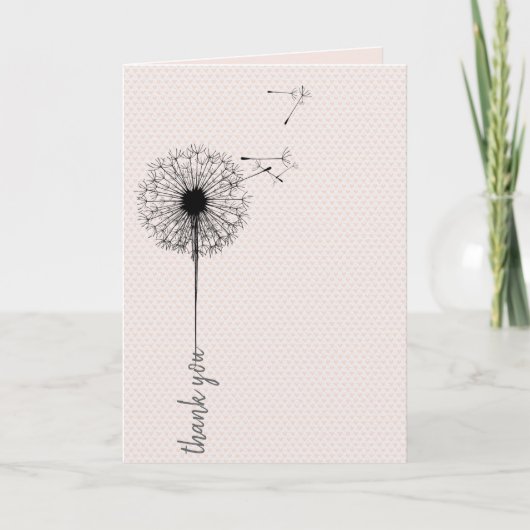 Zwarte andelion bedankt voor je harten kaart (Voorkant)