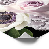 Zwarte Anemoon & Paarse Bloemen Zwarte Douche Welk Poster (Hoek)