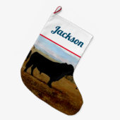 Zwarte Angus Bull Grote Kerstsok (Voorkant (Hangend))