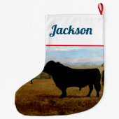 Zwarte Angus Bull Grote Kerstsok (Achterkant)