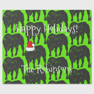 Zwarte Angus Bulls & Rode Kerstmis van het Pet van Cadeaupapier