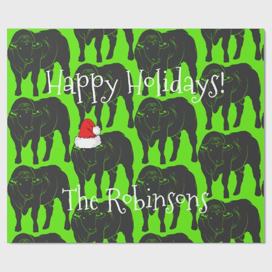 Zwarte Angus Bulls & Rode Kerstmis van het Pet van Cadeaupapier (Vlak)