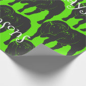 Zwarte Angus Bulls & Rode Kerstmis van het Pet van Cadeaupapier (Hoek)