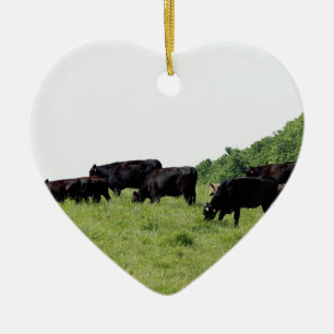 Zwarte Angus Keramisch Ornament