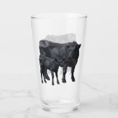 Zwarte Angus-Koe & Cute Calf Glas (Achterkant)