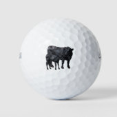 Zwarte Angus-Koe & Cute Calf Golfballen (Voorkant)
