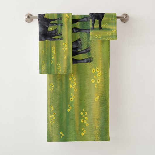 Zwarte Angus-Koe en Cute Calf in zomerperiode Bad Handdoek (Insitu)