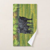 Zwarte Angus-Koe en Cute Calf in zomerperiode Bad Handdoek (Handdoek)