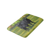 Zwarte Angus-Koe en Cute Calf in zomerperiode Badmat (Gekanteld)