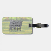 Zwarte Angus-Koe en Cute Calf in zomerperiode Bagagelabel (Achterkant horizontaal)