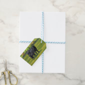 Zwarte Angus-Koe en Cute Calf in zomerperiode Cadeaulabel (Met Touw)