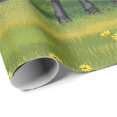 Zwarte Angus-Koe en Cute Calf in zomerperiode Cadeaupapier (Rol Hoek)