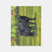 Zwarte Angus-Koe en Cute Calf in zomerperiode Fleece Deken (Voorkant)