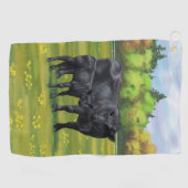 Zwarte Angus-Koe en Cute Calf in zomerperiode Golfhanddoek (Horizontaal)