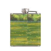 Zwarte Angus-Koe en Cute Calf in zomerperiode Heupfles (Achterkant)