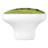 Zwarte Angus-Koe en Cute Calf in zomerperiode Keramische Knop (Zijkant)